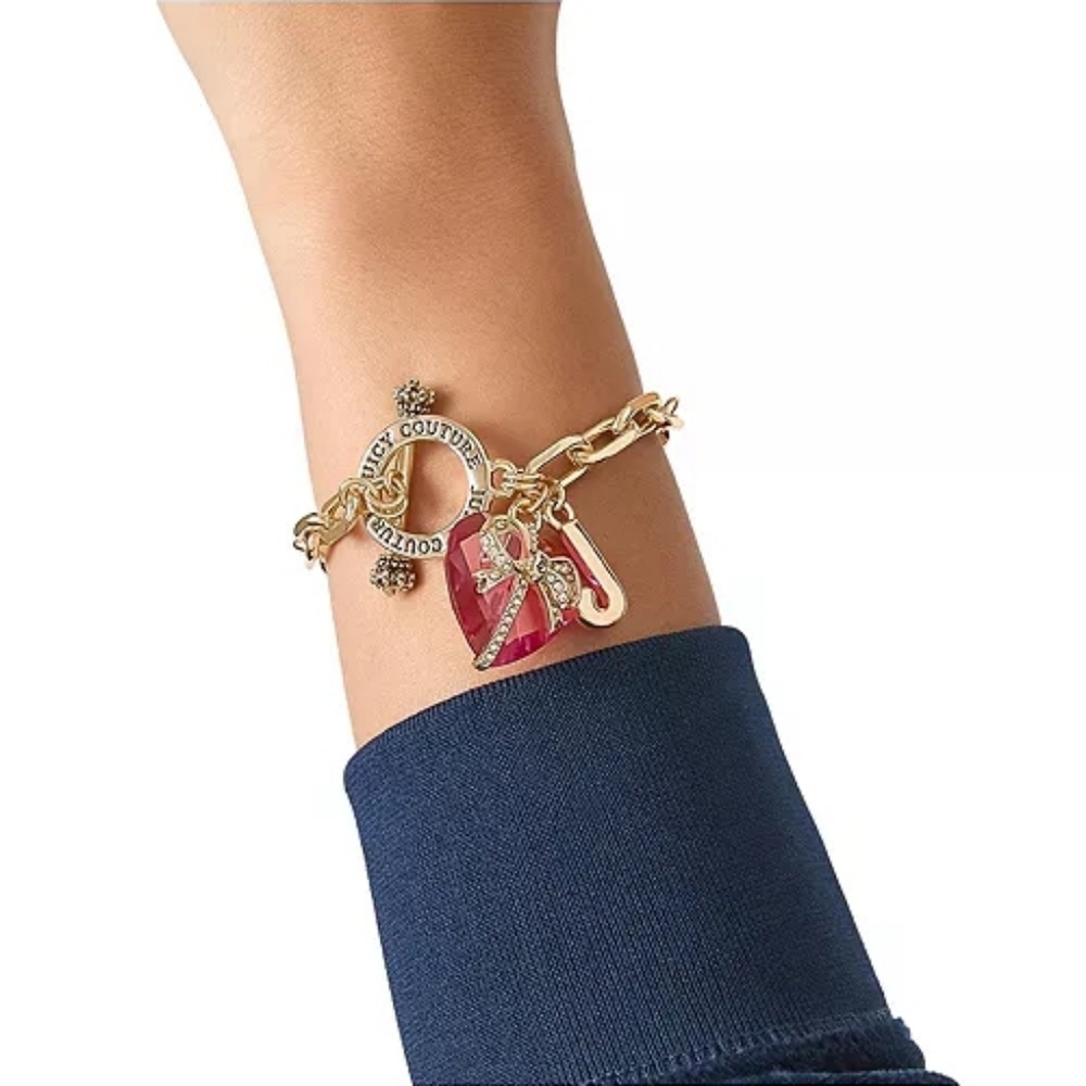 Juicy Couture Heart Stone J Gold Charm Bracelet - Picture 3 of 4